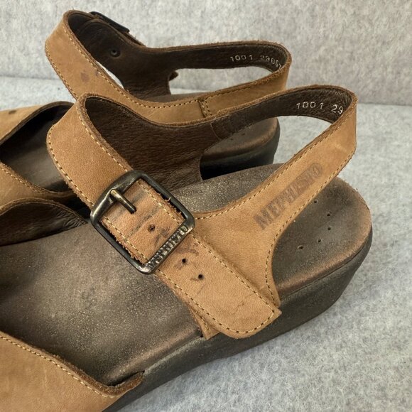 Mephisto Womens Size 38 / US 8 Brown Leather Adjustable Strap Sandals Buckles - Picture 9 of 14